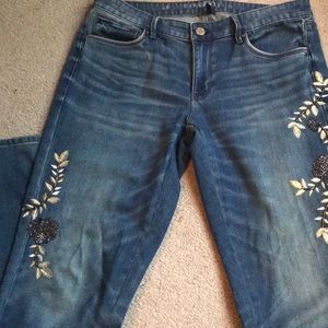 Floral Embroidered Girlfriend Jeans